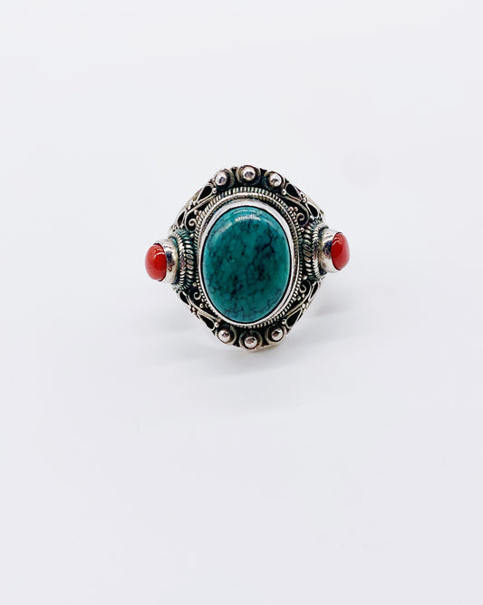 TURQUOISE & CORAL RING