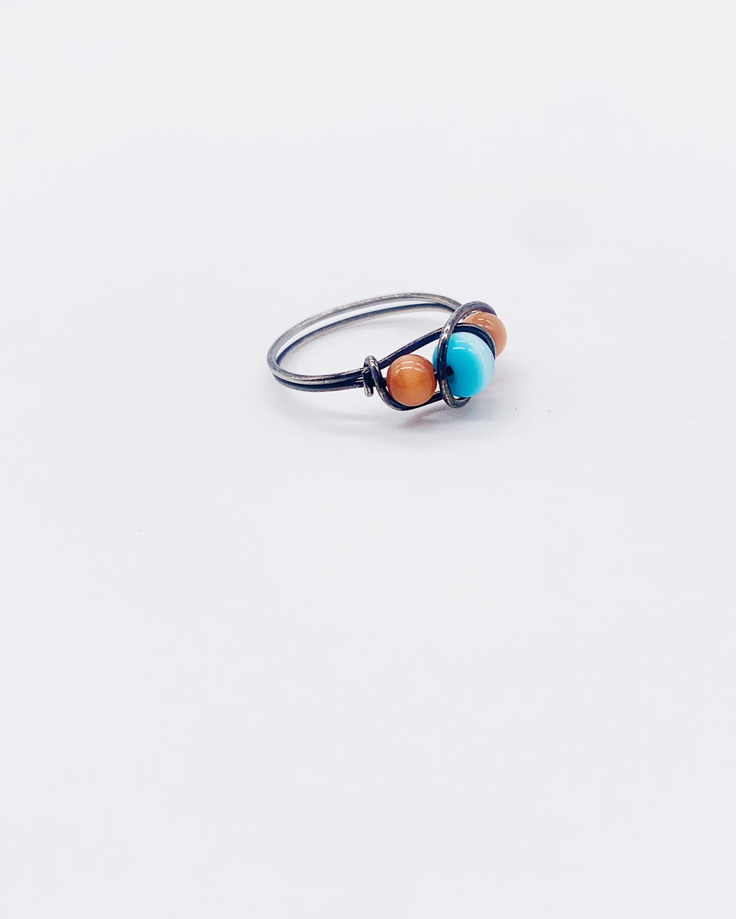 TURQUOISE & CORAL BEAD RING