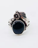 NAVAJO ONYX LEAF RING ⋄ Size 7.25