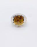 YELLOW CZ ETCHED RING • Sz 7