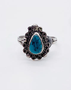TURQUOISE SWIRL DROP RING ⋄ Size 3.75