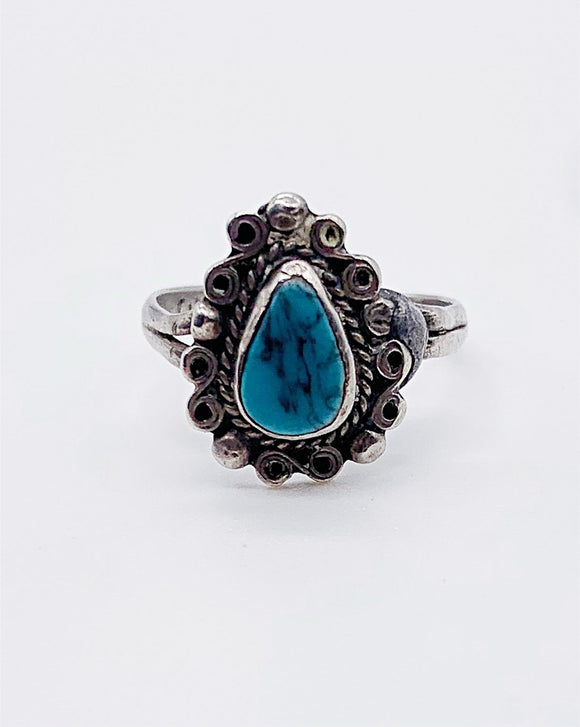 TURQUOISE SWIRL DROP RING ⋄ Size 3.75