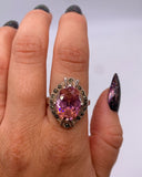 PINK CZ HALO RING ⋄ Size 7.25