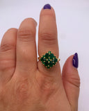 GREEN ONYX CLUSTER GOLD RING