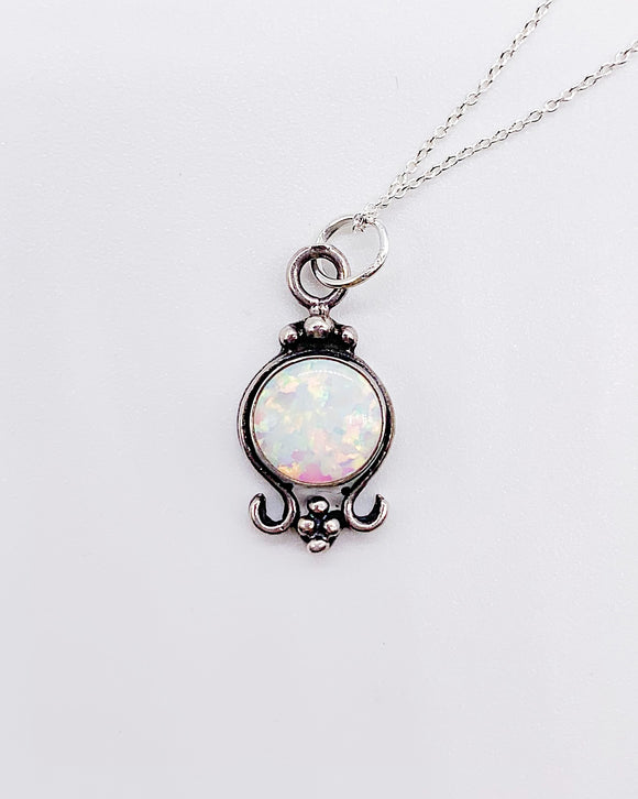 WHITE OPAL DROP NECKLACE