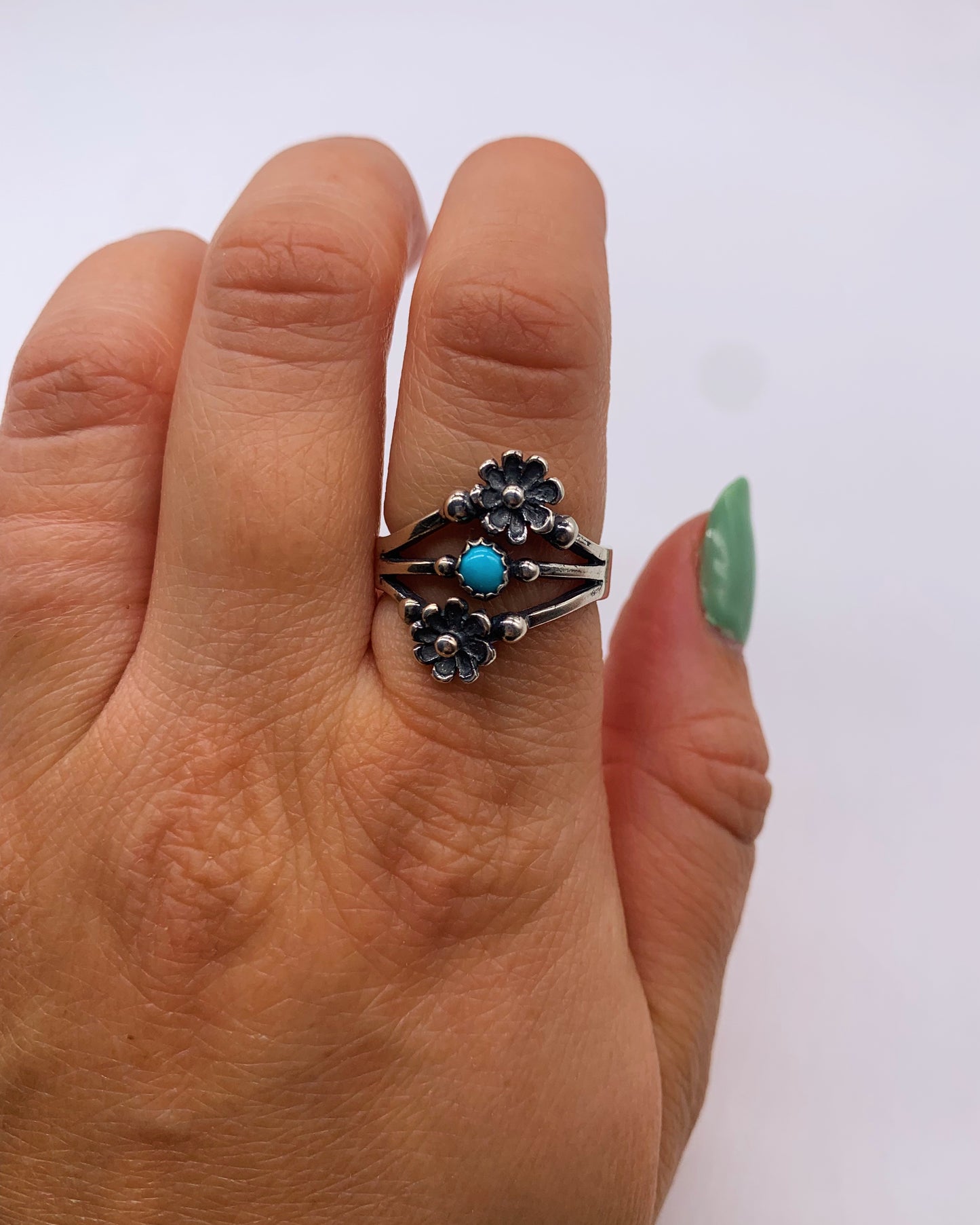TURQUOISE DUO FLOWER RING