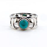 KINGMAN TURQUOISE CRESCENT MOON STERLING SILVER BAND RING ⋄ SIZE 7.75