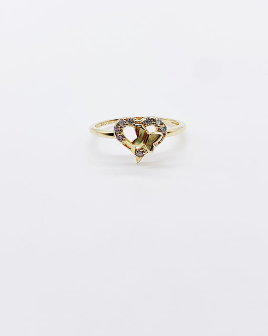 BUTTERFLY HEART GOLD RING