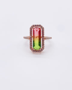 WATERMELON TOURMALINE GOLD RING