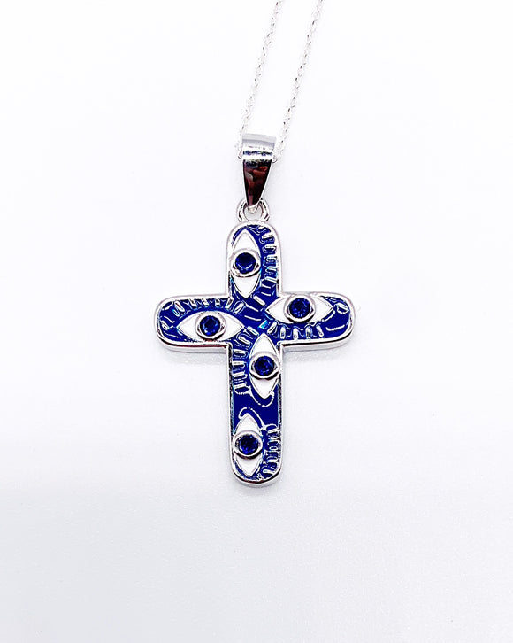 EVIL EYE CROSS NECKLACE