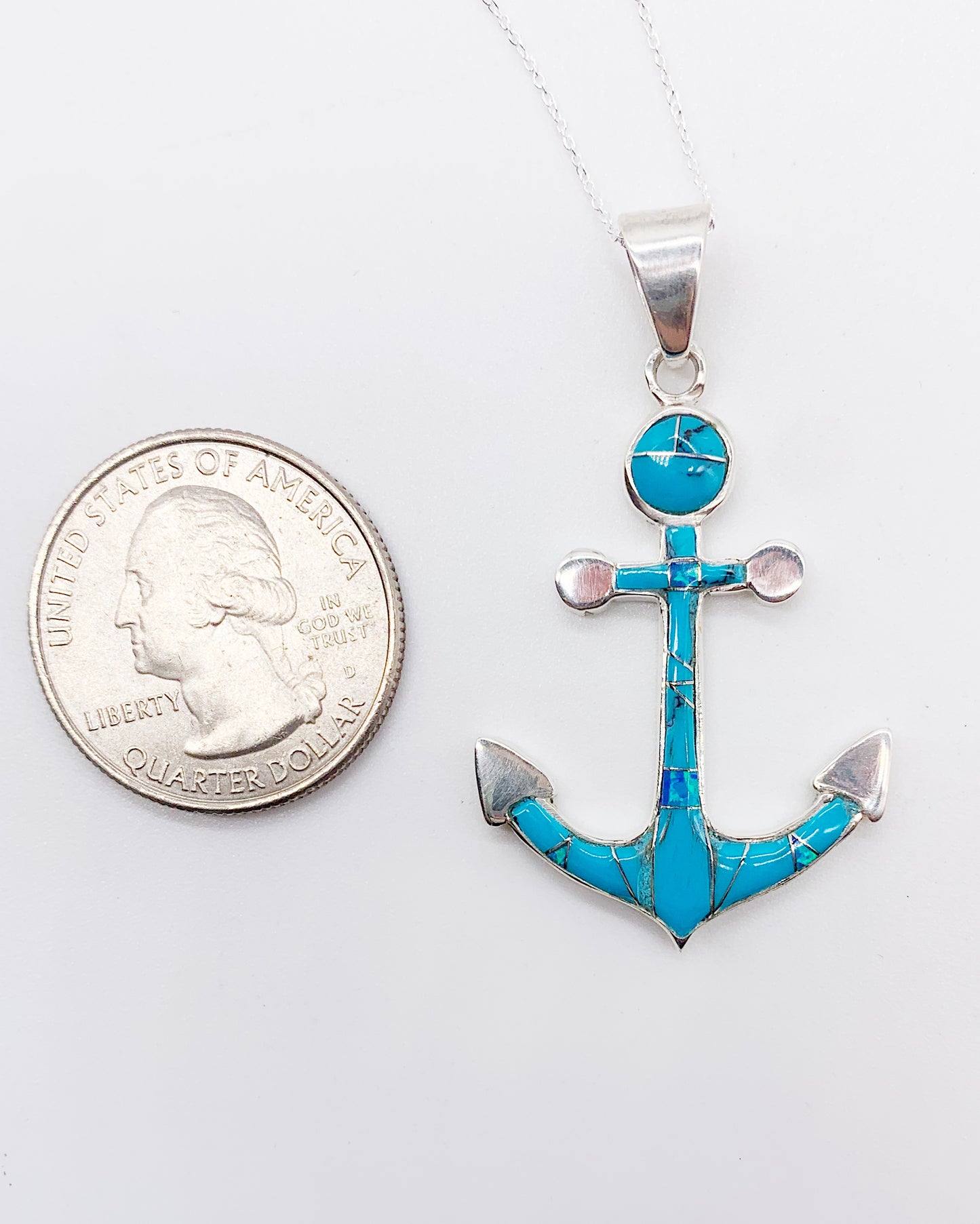 TURQUOISE ANCHOR NECKLACE