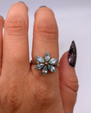 BLUE TOPAZ FLOWER CLUSTER RING ⋄ Size 7