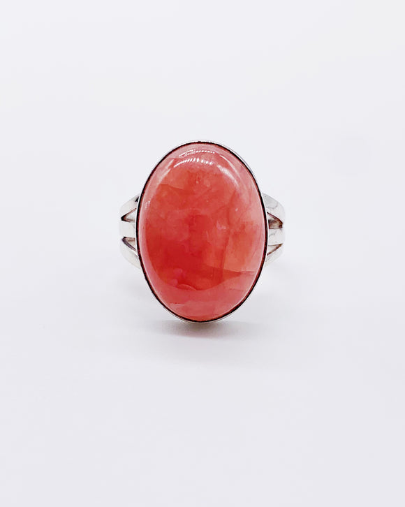 OVAL RHODOCHROSITE RING ⋄ Size 8