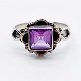 SQUARE AMETHYST LOOP RING ⋄ Size 8.75
