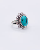 TURQUOISE FLORAL WIRE RING • Sz 7.5