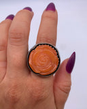 CARVED CARNELIAN ROSE RING ⋄ Size 7