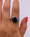 BLACK AGATE ORBIT RING • Sz 9.75