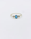 BLUE OPAL & CZ GOLD RING