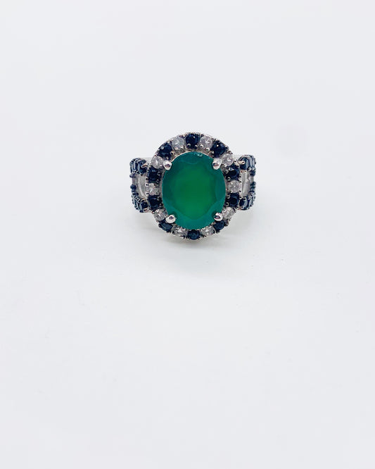 GREEN ONYX & SPINEL RING