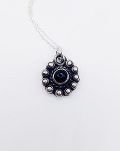 BLACK AGATE DROP TAXCO NECKLACE