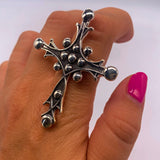 TAXCO CROSS STERLING SILVER RING ⋄ MEXICAN HANDCRAFTED ⋄ SIZE 8