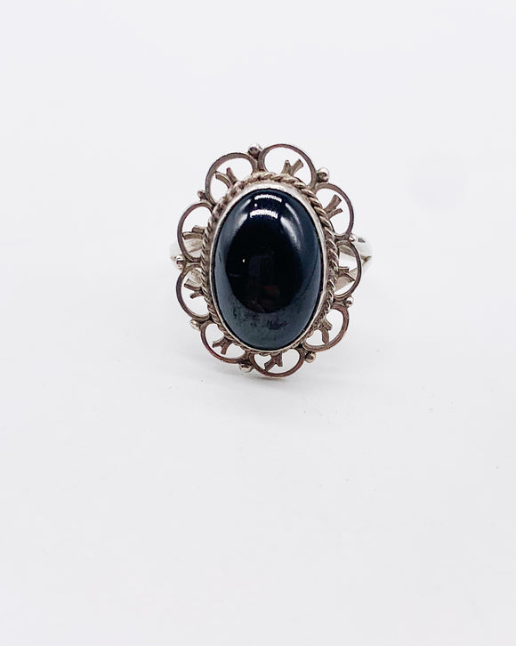 BLACK HEMATITE RING • Sz 8.5