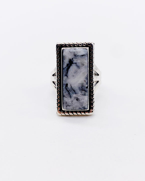 WHITE BUFFALO BLOCK RING