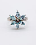 BLUE TOPAZ FLOWER CLUSTER RING ⋄ Size 7