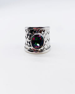 RAINBOW TOPAZ LATTICE RING