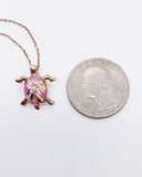 PINK OPAL TURTLE GOLD NECKLACE