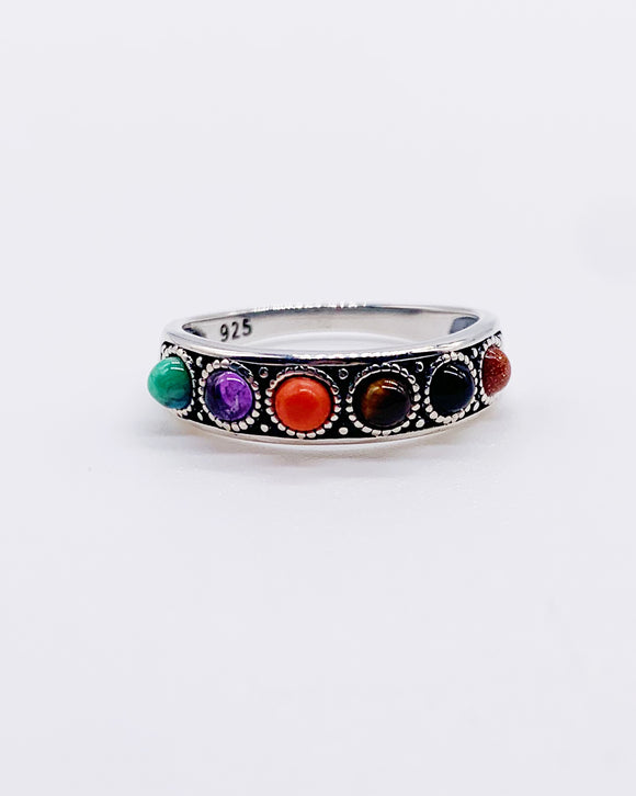 MULTI ∘ STONE BAND RING ⋄ Size 7.5