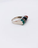 TRIPLE MULTI STONE DOME RING • Sz 8.75