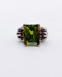 OLIVE GREEN CZ DECO RING ⋄ Size 5.5