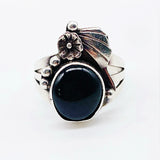 NAVAJO ONYX LEAF RING ⋄ Size 7.25