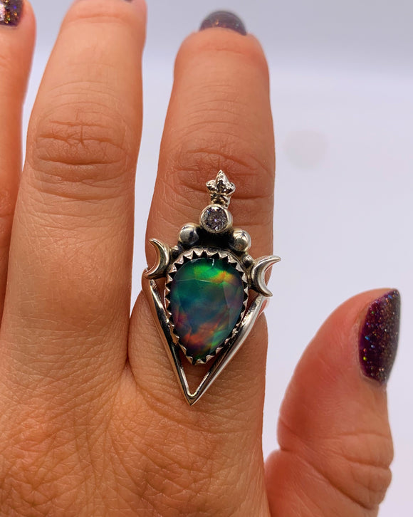 AURORA OPAL POINT RING • Sz 6.25 & 7