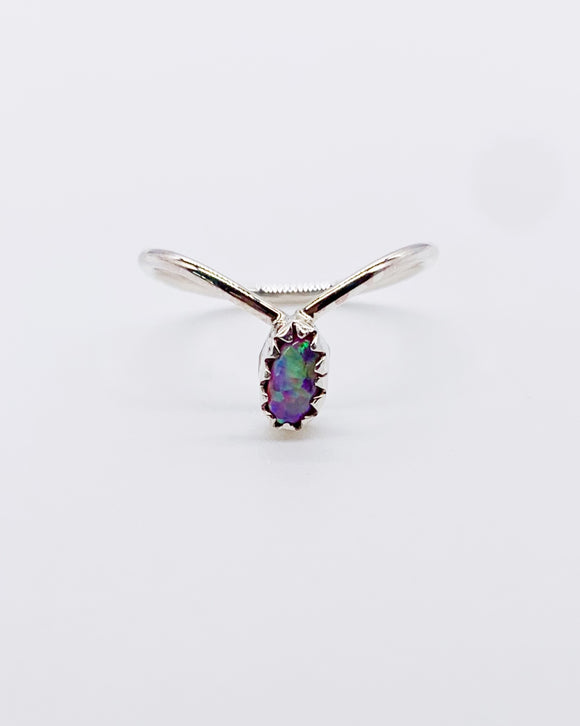 NAVAJO PINK OPAL V BAND RING ⋄ Size 4.5