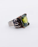 OLIVE GREEN CZ DECO RING ⋄ Size 5.5