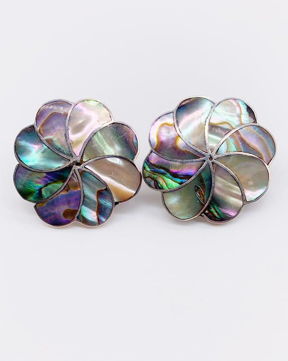 ABALONE SHELL FLOWER EARRINGS