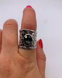 RAINBOW TOPAZ LATTICE RING