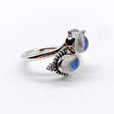 WRAPAROUND MOONSTONE STERLING SILVER RING ⋄ SIZE 6.5-7.5