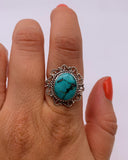 TURQUOISE FLORAL WIRE RING • Sz 7.5