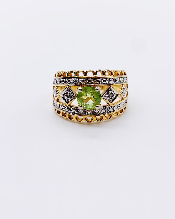 PERIDOT & CZ GOLD BAND