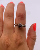 GARNET DROP RING • Sz 5.25