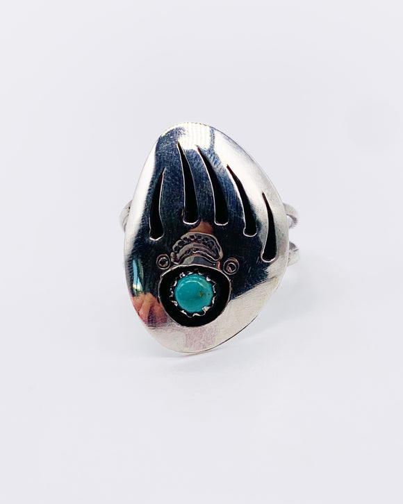 NAVAJO TURQUOISE BADGER PAW RING ⋄ Size 8.25