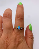 BLUE OPAL & CZ GOLD RING