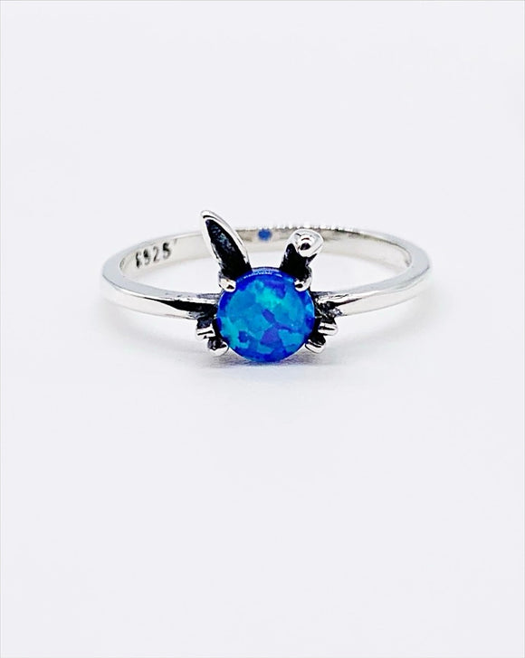 BLUE OPAL BUNNY RING ⋄ Size 6.25
