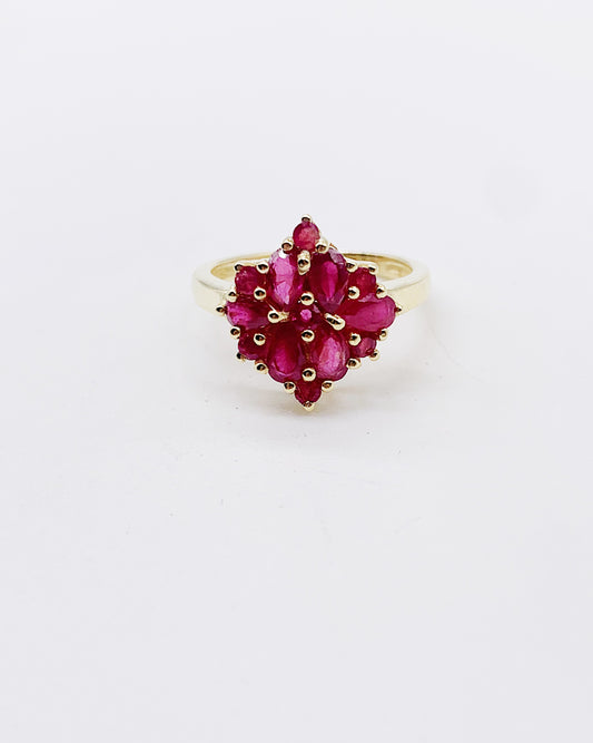 RUBY CLUSTER GOLD RING