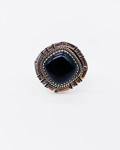 DIAMOND ONYX RING • Sz 8