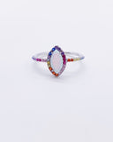 WHITE OPAL RAINBOW RING