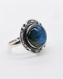 ROUND LABRADORITE RING ⋄ Size 7